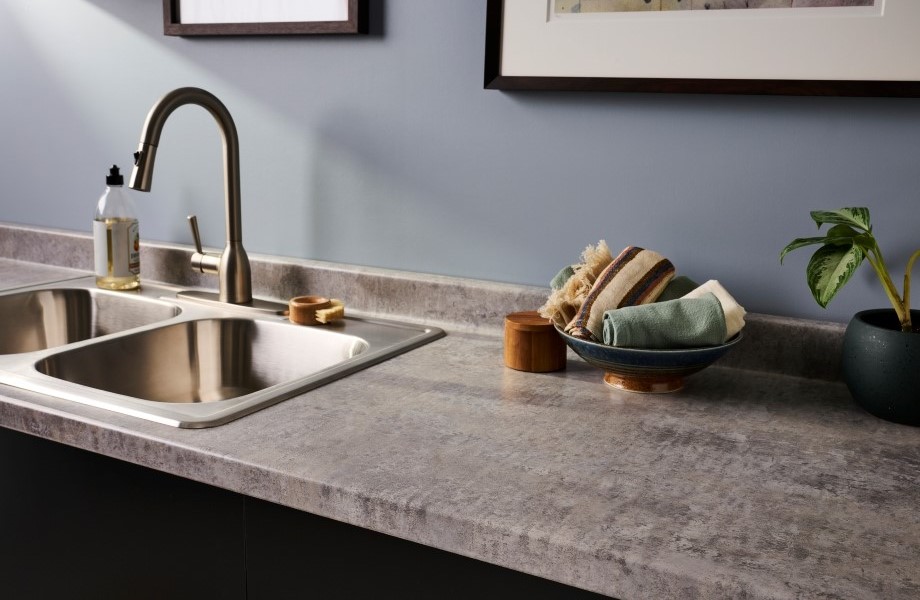 A Hartson-Kennedy® countertop featuring 8830 Elemental Concrete Formica® Laminate.